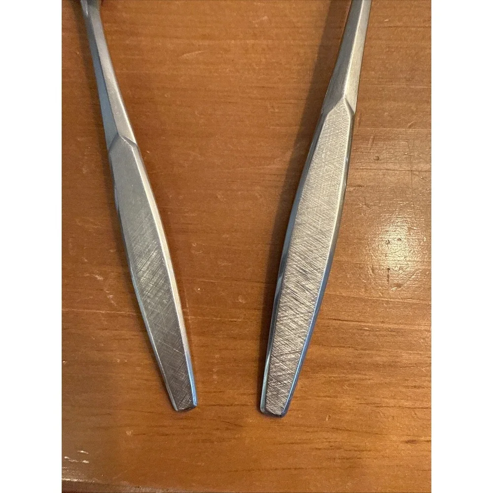 Vtg 60's SATURNA International Stainless Deluxe Serving Fork & Spoon Set 10